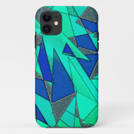 Grüne dreieckige Ausschnitte auf blauem Hintergrun Case-Mate iPhone Hülle