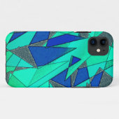Grüne dreieckige Ausschnitte auf blauem Hintergrun Case-Mate iPhone Hülle (Rückseite (Horizontal))