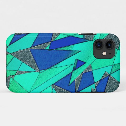 Grüne dreieckige Ausschnitte auf blauem Hintergrun Case-Mate iPhone Hülle (Rückseite (Horizontal))