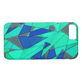 Grüne dreieckige Ausschnitte auf blauem Hintergrun Case-Mate iPhone Hülle (Rückseite (Horizontal))