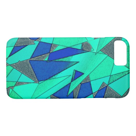 Grüne dreieckige Ausschnitte auf blauem Hintergrun Case-Mate iPhone Hülle (Rückseite (Horizontal))