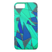 Grüne dreieckige Ausschnitte auf blauem Hintergrun Case-Mate iPhone Hülle (Rückseite)