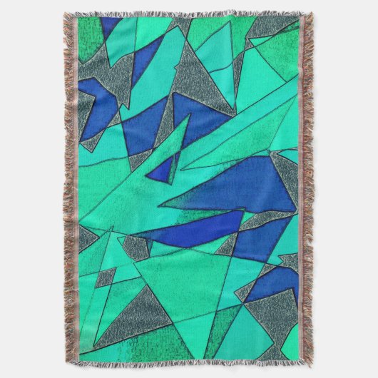 Grüne dreieckige Ausschnitte auf blauem Hintergrun Decke (Vorderseite Vertikal)