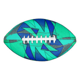 Grüne dreieckige Ausschnitte auf blauem Hintergrun Football