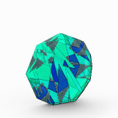 Grüne dreieckige Ausschnitte auf blauem Hintergrun Fotoblock (Links)