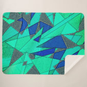 Grüne dreieckige Ausschnitte auf blauem Hintergrun Sherpadecke (Vorderseite (Horizontal))