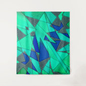 Grüne dreieckige Ausschnitte auf blauem Hintergrun Wandteppich (Vorderseite)