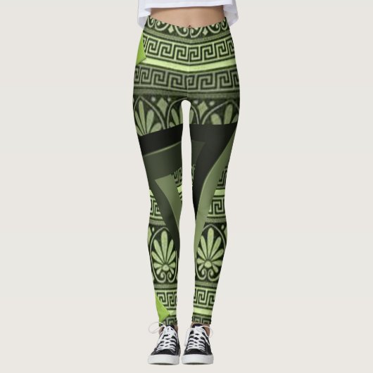 grüne Dreiecksfrauen Leggings (Vorderseite)