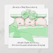 Grüne Dreiergruppe-Babyparty-Einladungs-Mitteilung Einladung (Vorne/Hinten)