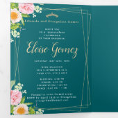 Grüne Dreifachblüte Quinceanera Einladung (Innen Erste Seite)