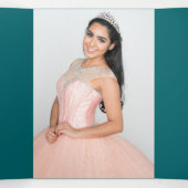 Grüne Dreifachblüte Quinceanera Einladung (Innenseite Mitte)