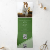 Grüne Dreifache Aufnahme von Hochzeitsfotos Dreifach Gefaltete Einladung (Innenseite)