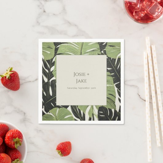 Grüne Dschungel-Blätter, gewagt und modern, Hochze Serviette (Beispiel)