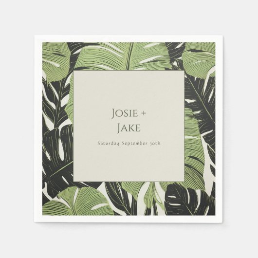 Grüne Dschungel-Blätter, gewagt und modern, Hochze Serviette (Vorderseite)