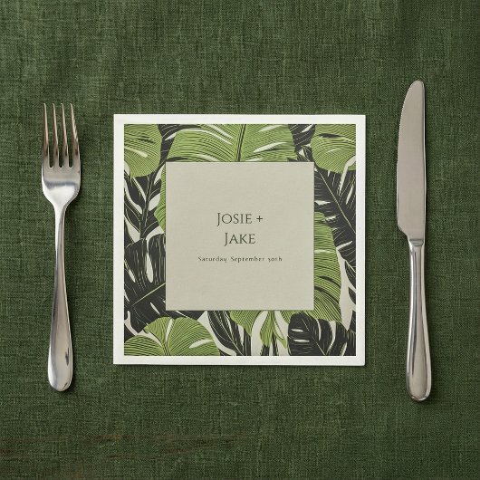 Grüne Dschungel-Blätter, gewagt und modern, Hochze Serviette