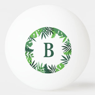 Grüne Dschungelpalme Blätter Blumenmonogramm Tischtennisball