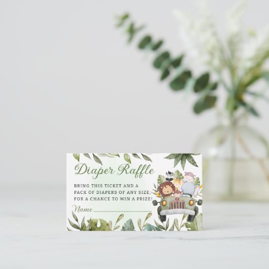 Grüne Dschungelsafari Wilde Tiere Windelraffe Begleitkarte (Stehend Vorderseite)