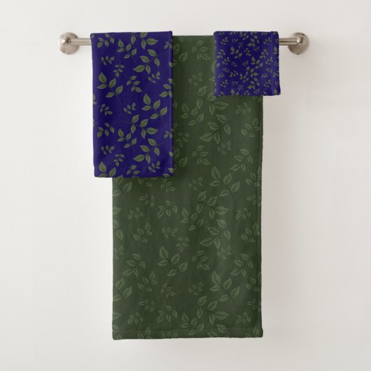 Grüne dunkelblaue grüne Musterblätter  Badhandtuch Set (Insitu)