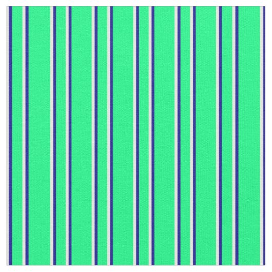 Grüne, dunkelblaue und feine cremefarbene Linien Stoff (Nahaufnahme)