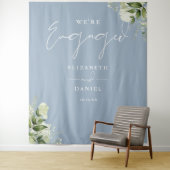 Grüne Dusty Blue Engagement Party Hintergrund Wandteppich (Beispiel)