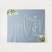 Grüne Dusty Blue Engagement Party Hintergrund Wandteppich (Vorderseite (Horizontal))