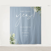 Grüne Dusty Blue Engagement Party Hintergrund Wandteppich (Vorderseite)