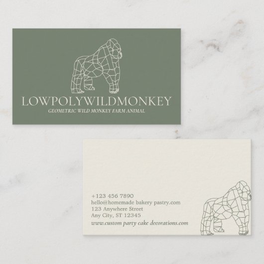 Grüne Ebene Tier Lowpoly Gorilla Affe Visitenkarte (Vorne/Hinten)