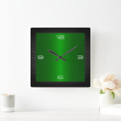 Grüne Edelstahl Moderne Metallgrenze Quadratische Wanduhr (Zuhause)