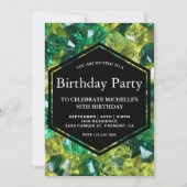 Grüne Edelsteine - Geburtstagsparty Einladung (Vorderseite)