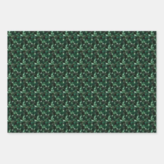 Grüne Edelsteine Geschenkpapier Set (Vorderseite)