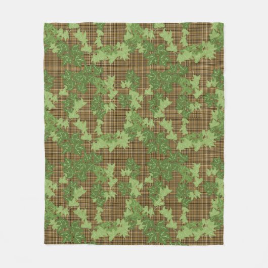 Grüne Efeu auf goldbraunem kariert Fleecedecke (Vorderseite)