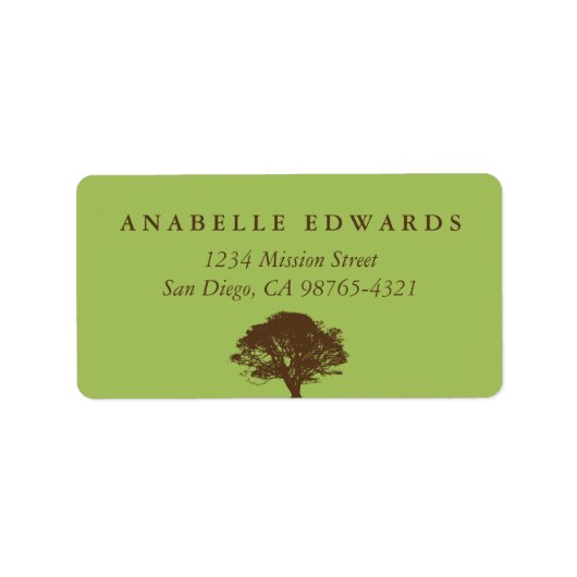 Grüne Eichenbaumadresse Umschlag Aufkleber Adressaufkleber (Vorne)