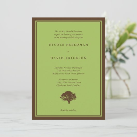 Grüne Eichenbaumbraun Einladung (Stehend Vorderseite)