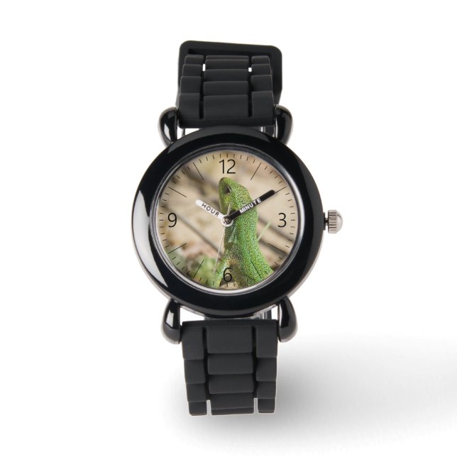 Grüne Eidechse Armbanduhr (Vorderseite)