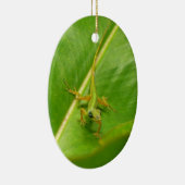 Grüne Eidechse auf grünem Blatt Keramik Ornament (Rechts)
