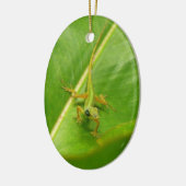Grüne Eidechse auf grünem Blatt Keramik Ornament (Links)