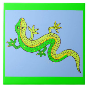 Grüne Eidechse Fliese