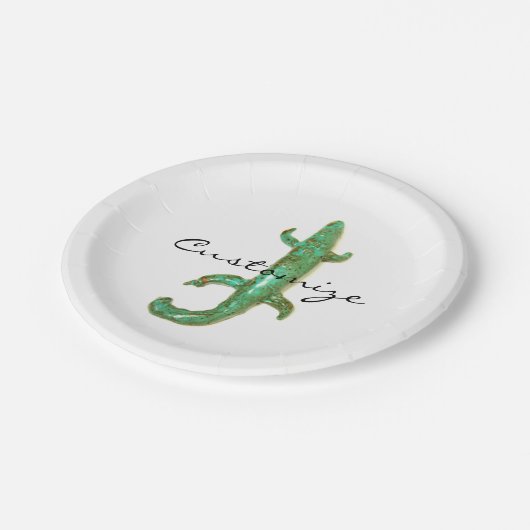 Grüne Eidechse Thunder_Cove Pappteller (Schrägansicht)