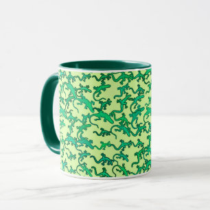 Grüne Eidechsen auf einem grünen Hintergrund Tasse