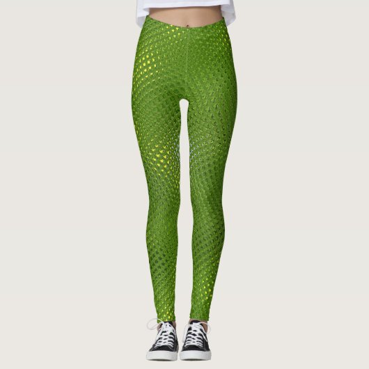 Grüne Eidechsen-Druck Leggings (Vorderseite)
