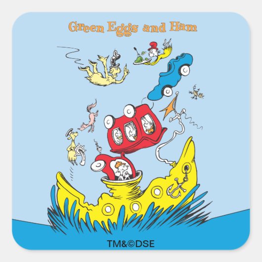 Grüne Eier und Schinken | Ich mag sie nirgendwo Quadratischer Aufkleber (Vorderseite)