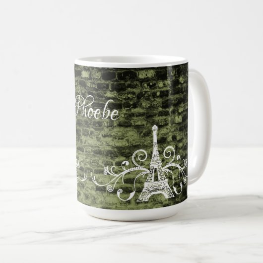 Grüne Eiffelturm Grunge Tasse (VorderseiteRechts)
