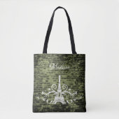Grüne Eiffelturm Grunge Totttasche Tasche (Vorderseite)