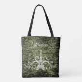Grüne Eiffelturm Grunge Totttasche Tasche (Rückseite)