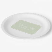 Grüne, einfach elegante Hochzeit Pappteller (Schrägansicht)