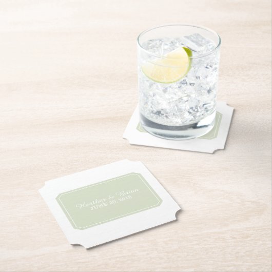 Grüne, einfach elegante Hochzeit Untersetzer (Vor Ort)