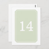 Grüne, einfach elegante Tischnummer Postkarte (Vorne/Hinten)