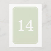 Grüne, einfach elegante Tischnummer Postkarte (Vorderseite)