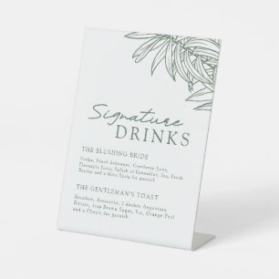 Grüne, einfache Botanische Signaturgetränke Sockelschild
