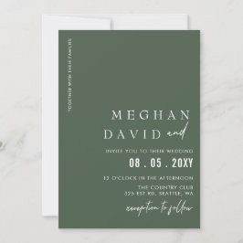 Grüne Einfache Elegante Moderne Hochzeit Einladung